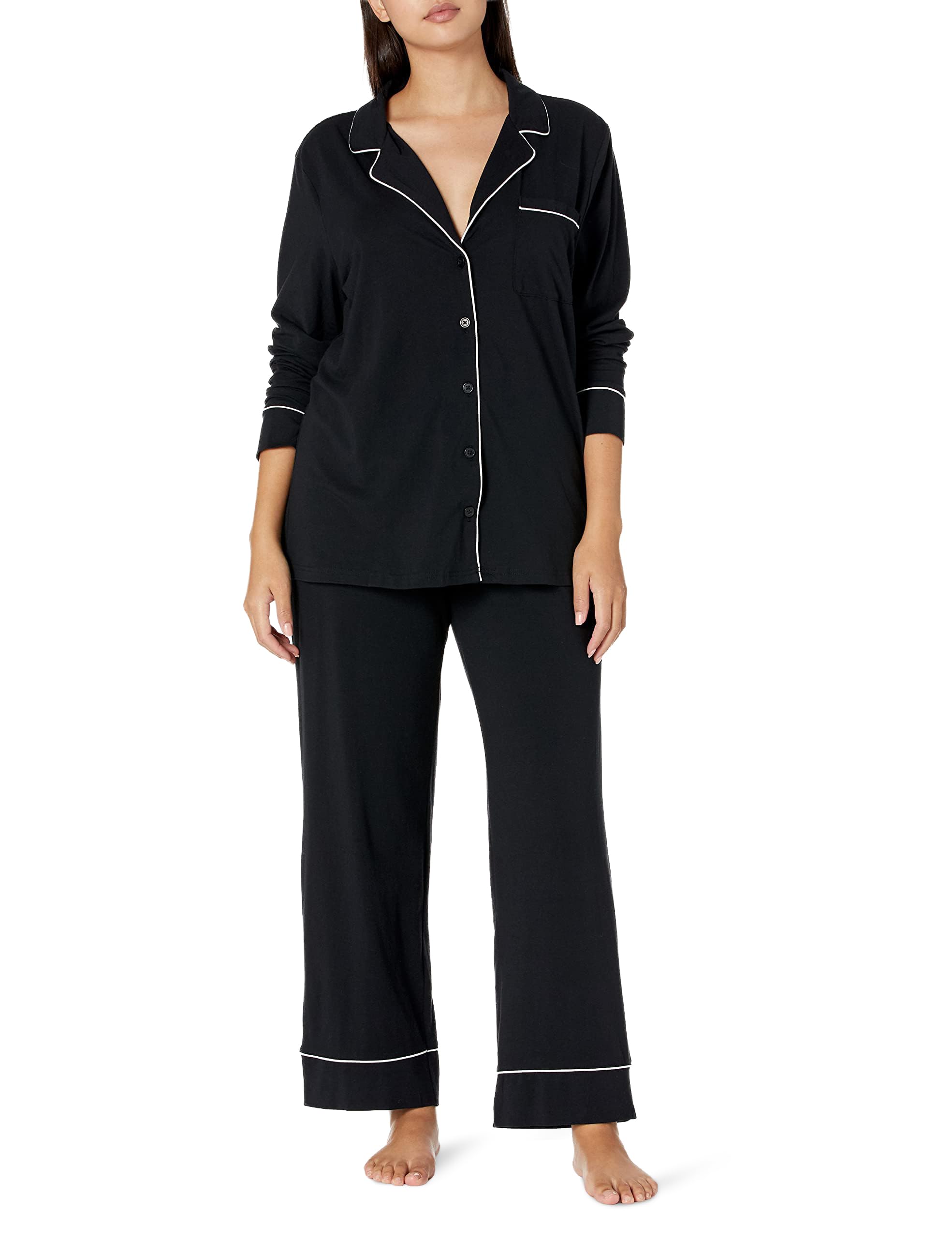 Women's Cotton Modal Long-Sleeve Shirt and Full-Length Bottom Pajama Set