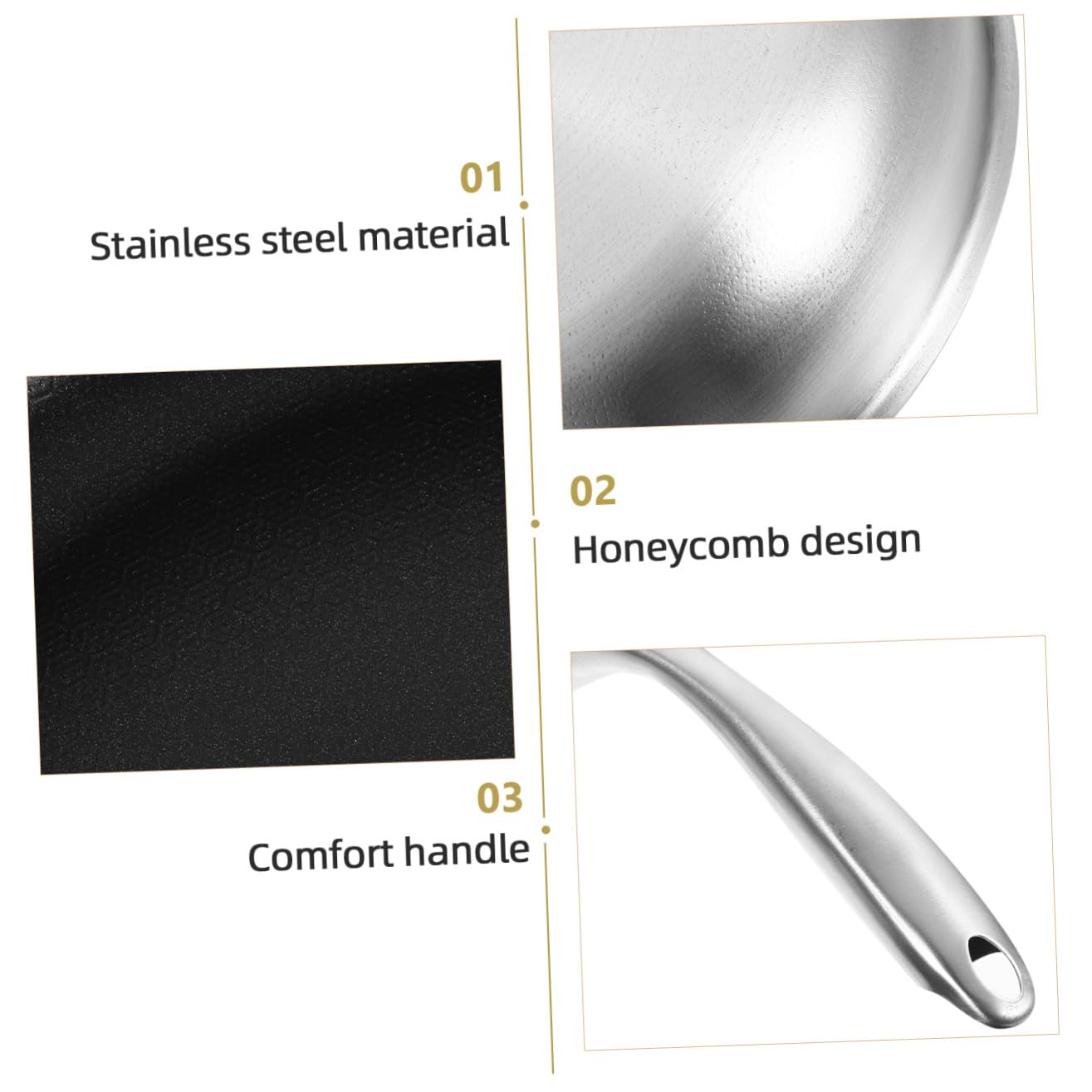 Padella Antiaderente in Acciaio Inox 30 Cm Per Uova e Bistecche, Fondo Piatto Per Distribuzione Uniforme Del Calore, Manico Antiscivolo Per Cucina Domestica Su Fornelli a Induzione