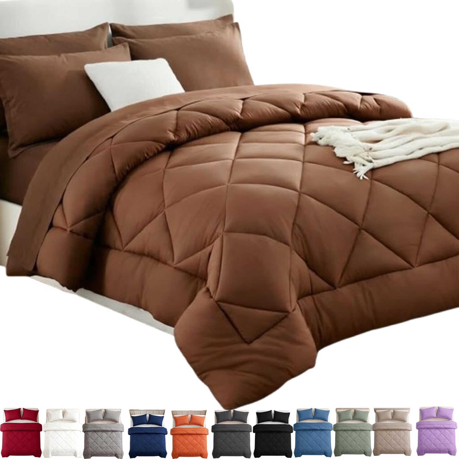 GXHNB Duvet And Cover In One, With 2 Pillowcases (Brown,220 * 240cm)