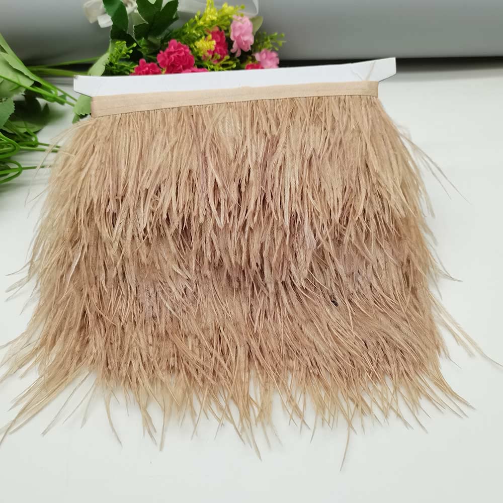 10 jardów naturalna wstążka z piór strusia, długość 8-10 cm wykończenie pióra frędzle DIY kostiumy szycie odzież akcesoria