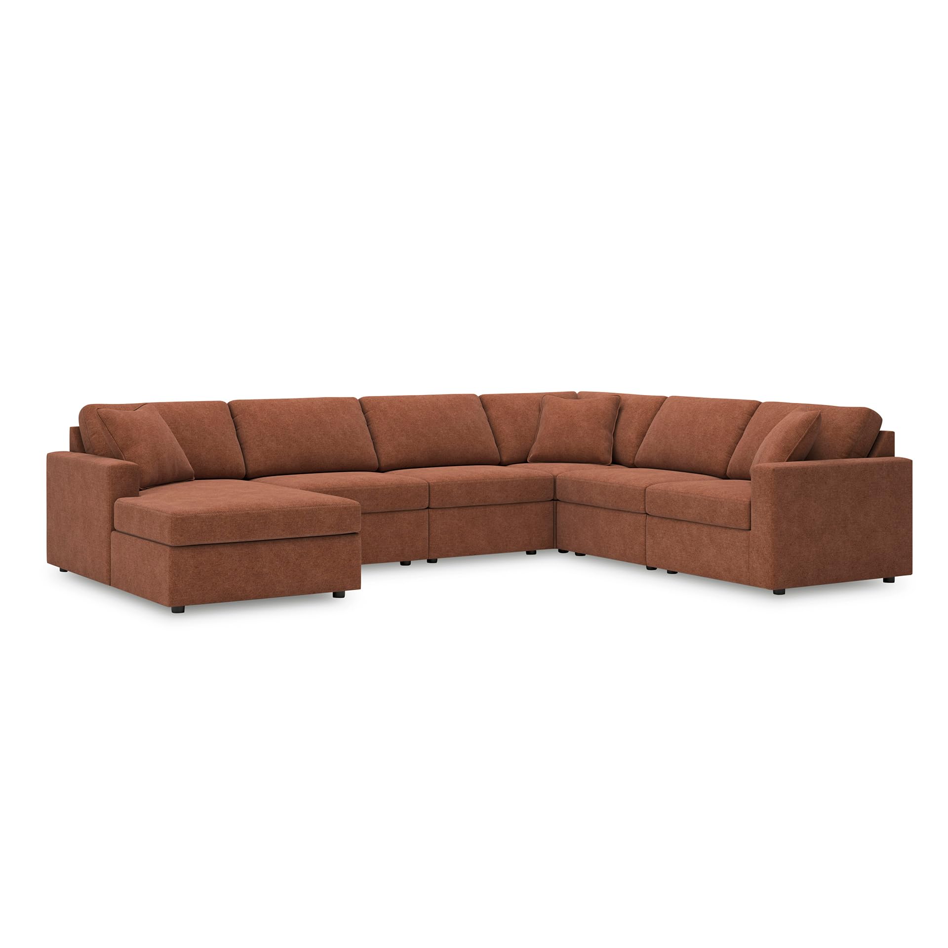 Signature Design by Ashley 6-Piece Orange Modular Sectional Couch, Spice