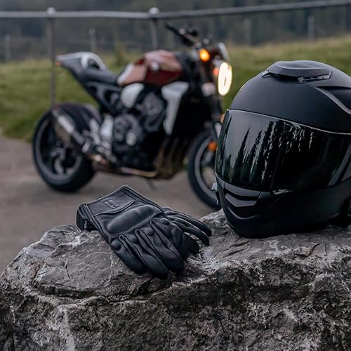 Miniatura 7 de Harssidanzar - Guantes de piel de cabra con pantalla táctil para hombre y motocicleta, GM028