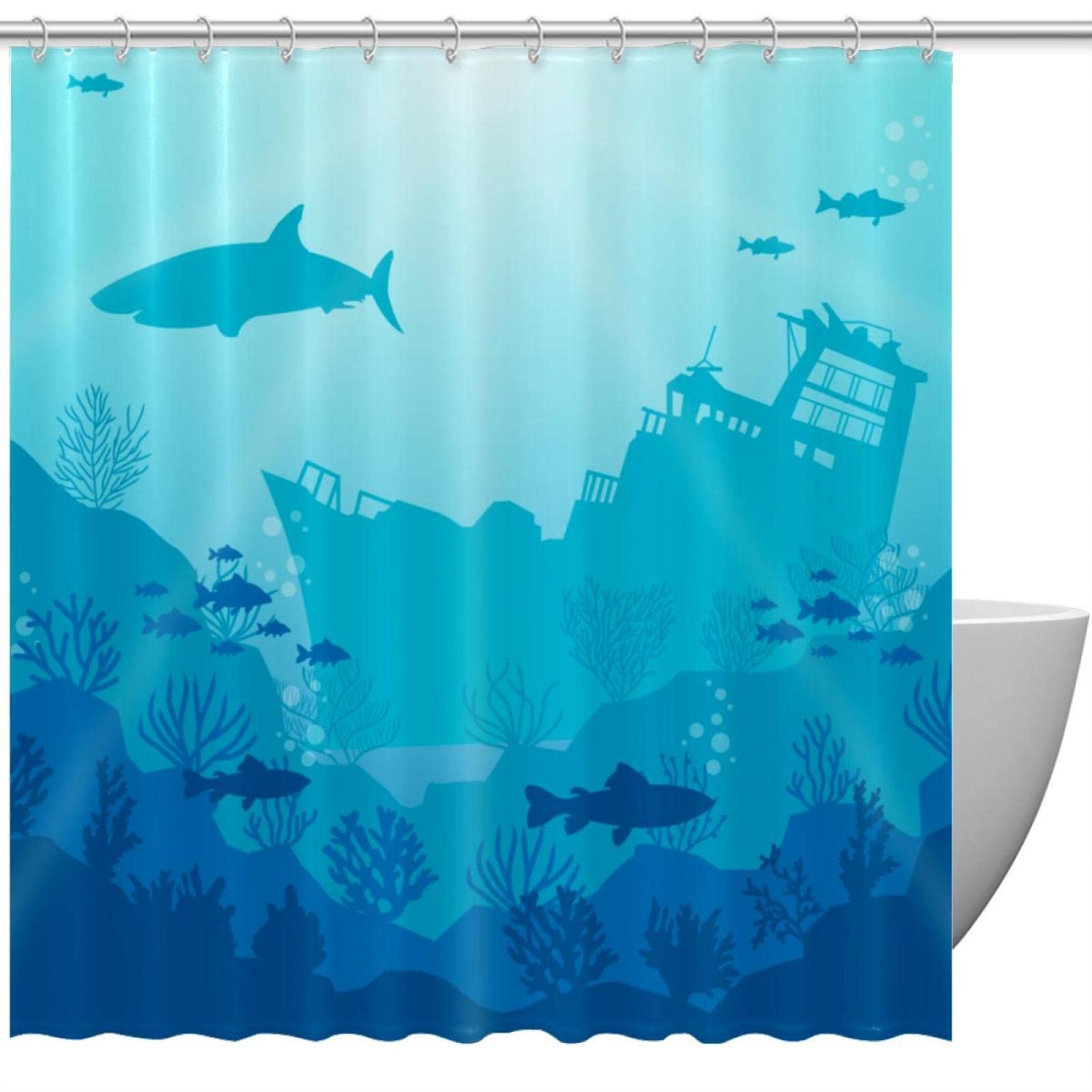 Rideau de douche imperméable paysage de mer grand format 183x183