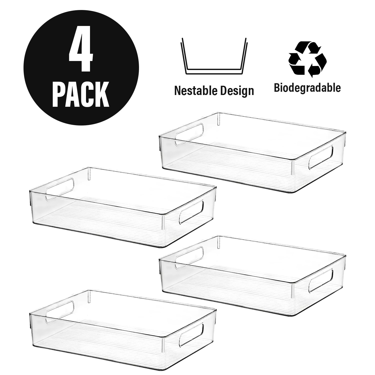ShelfShaper Przezroczyste plastikowe pojemniki do przechowywania, idealne do organizacji kuchni lub spiżarni, organizowania i przechowywania, organizer na lodówki, plastikowe pojemniki do organizacji