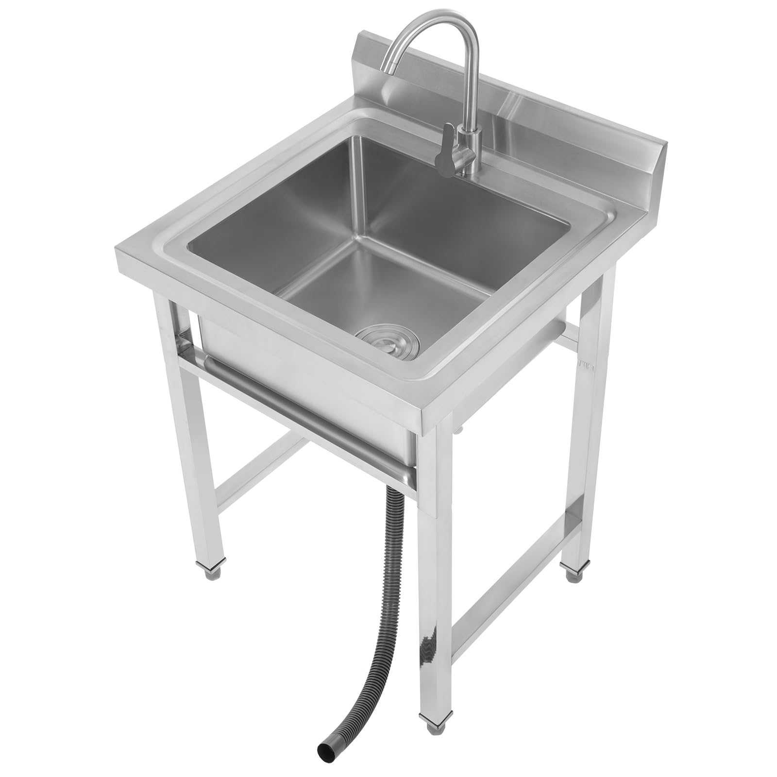 Handwaschbecken, Gastro Waschbecken Edelstahl, KüChe Waschtisch Camping Esszimmer KüChenspüLe EinzelspüLe Mobiles CampingküChe, für Außen, Innen, Küche, Restaurant, Bar