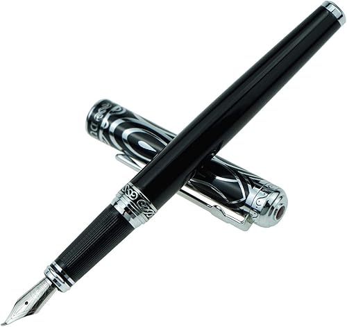 Miniatura 5 de Duke Ruby Black Fountain Pen Fude Nib with Original Gift Box, Iridium Bent Nib Writing Pen for Signature, Art Drawing,Calligraphy