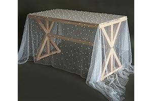 White Table Runner Romantic Pearl Lace Tablecloth Embroidered Sheer Wrinkle Free Tulle...