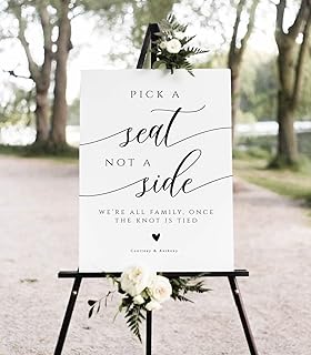 Pick A Seat Not A Side Wedding Sign With Stand, Pick A Seat Not A Side Sign, Wedding Seating Poster, Choose A Seat Sign, Ceremony Seating Sign, Pick A Seat Not A Side Sign