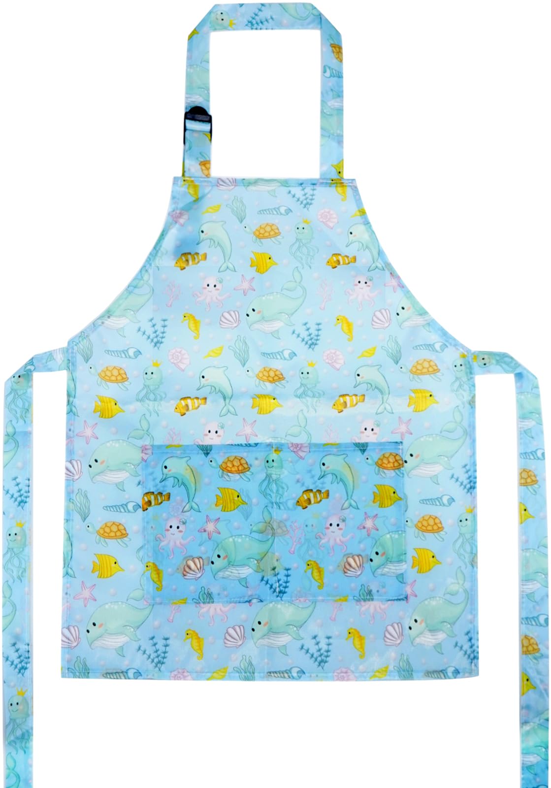 YeeHeen Apron Artist Painting Smock Waterproof Art Apron with Pocket Dolphin Light Blue
