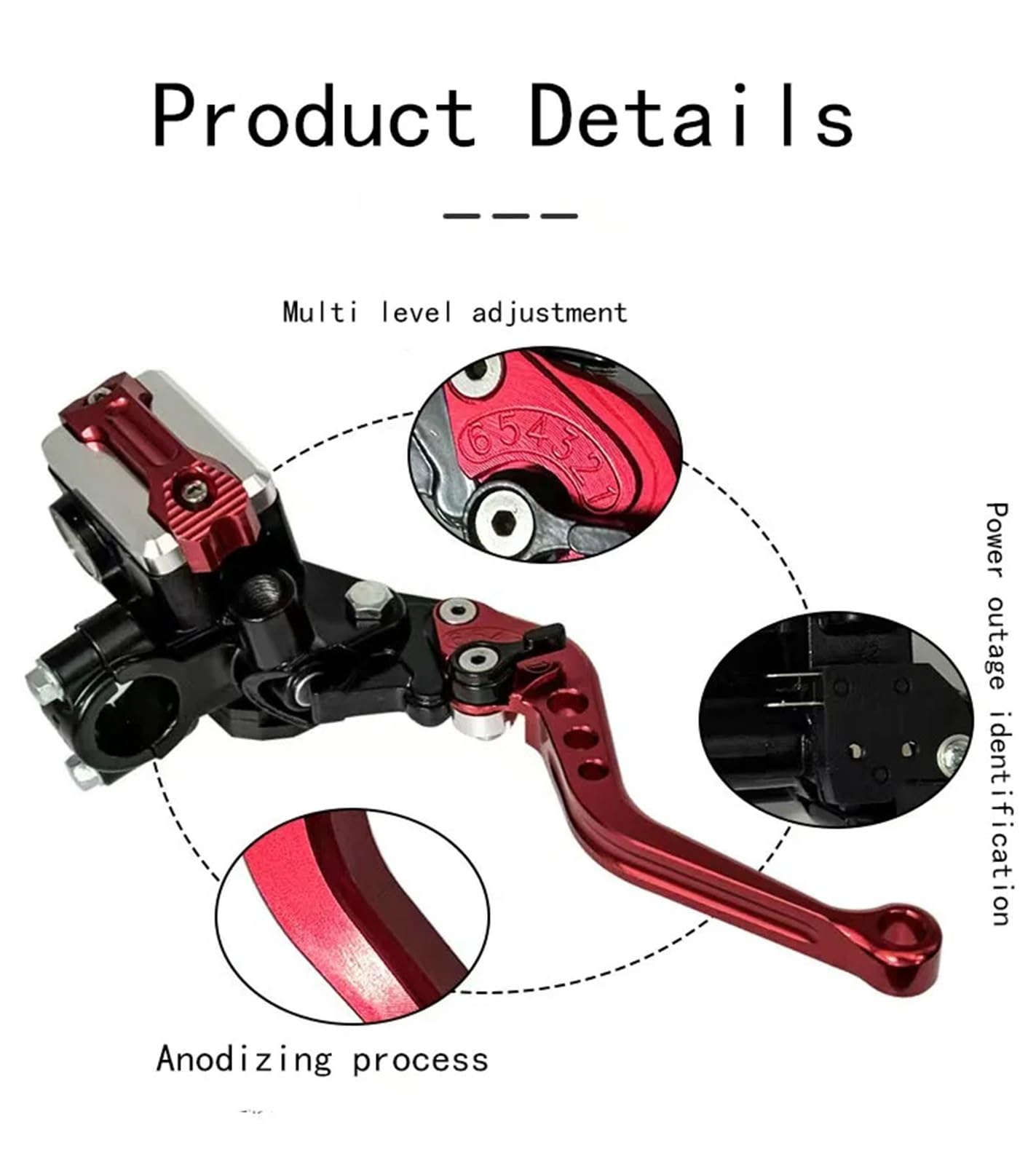 Leva Frizione Freno Moto Accessori modificati per motocicletta Pompa pompa freno principale freno idraulico Frizione con impugnatura in alluminio CNC Freno Frizione Leva(Red)