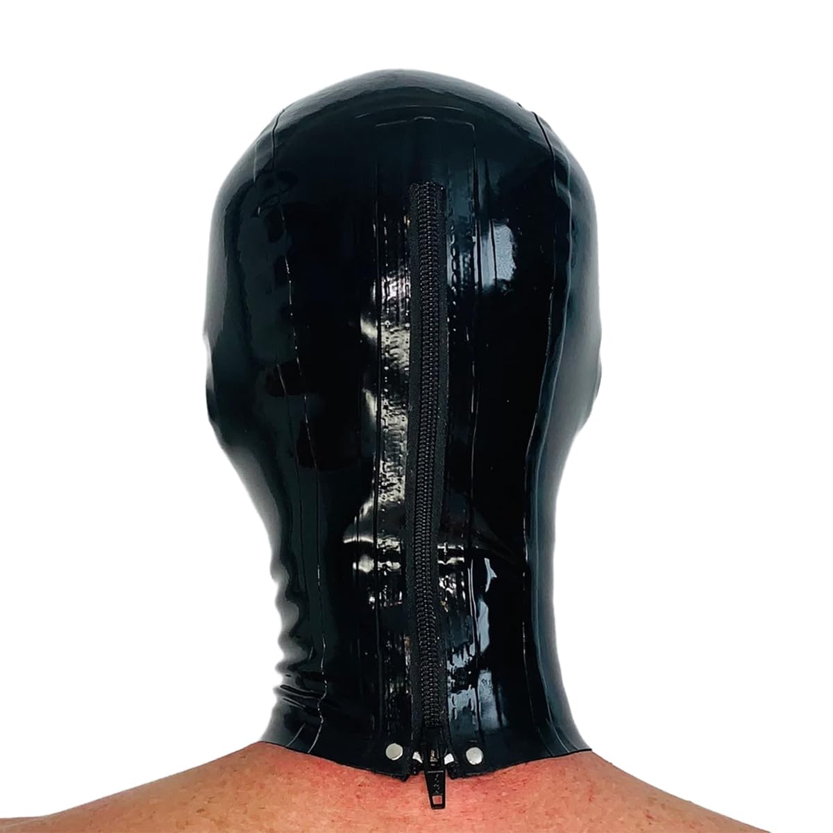 Máscara Capucha Microporosa de Látex Negra,Máscara Goma Transpirable Capucha Toda Cara, Disfraz látex Para Club Halloween