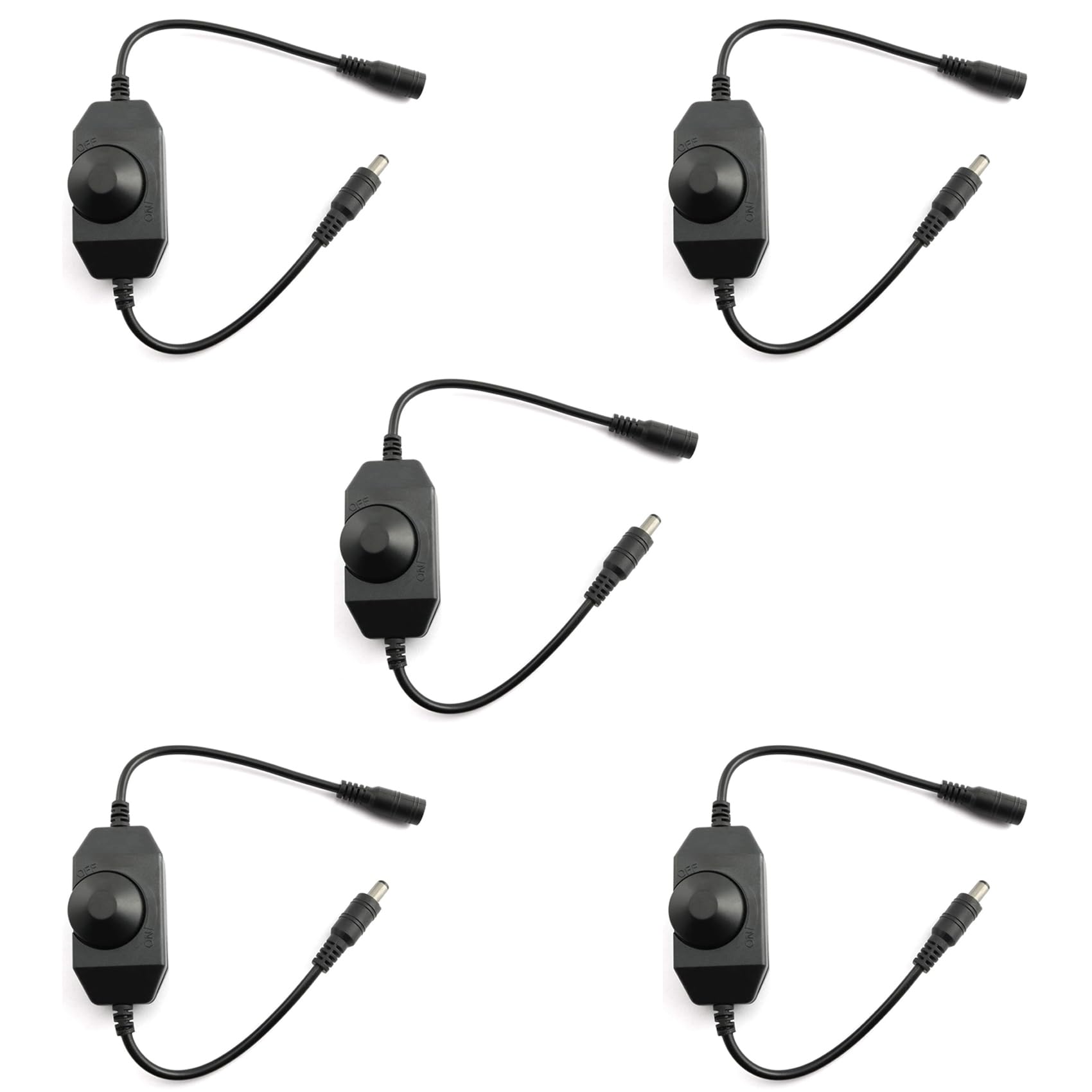 Jnchdghwa Black 5X Led Bar Light Dimmer, Dc 12V-24V 6A Dimmer Switch, Suitable For Led Bar Light, Led Rope Light 3528, 5050, 5630(Black)
