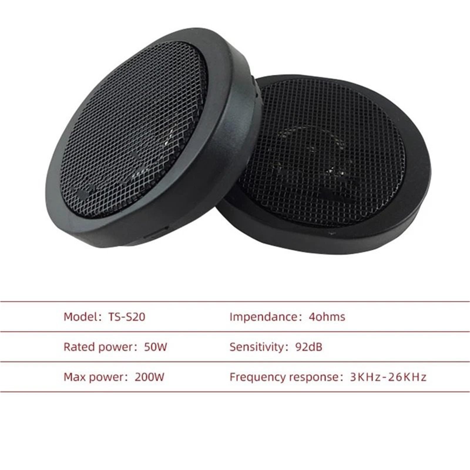 Głośnik 1 para pasuje do TS-S20 Komponent wysokiej mocy Głośnik audio o wysokiej częstotliwości Zmodyfikowane akcesoria samochodowe Maks. 200 W Głośnik Wysokotonowy
