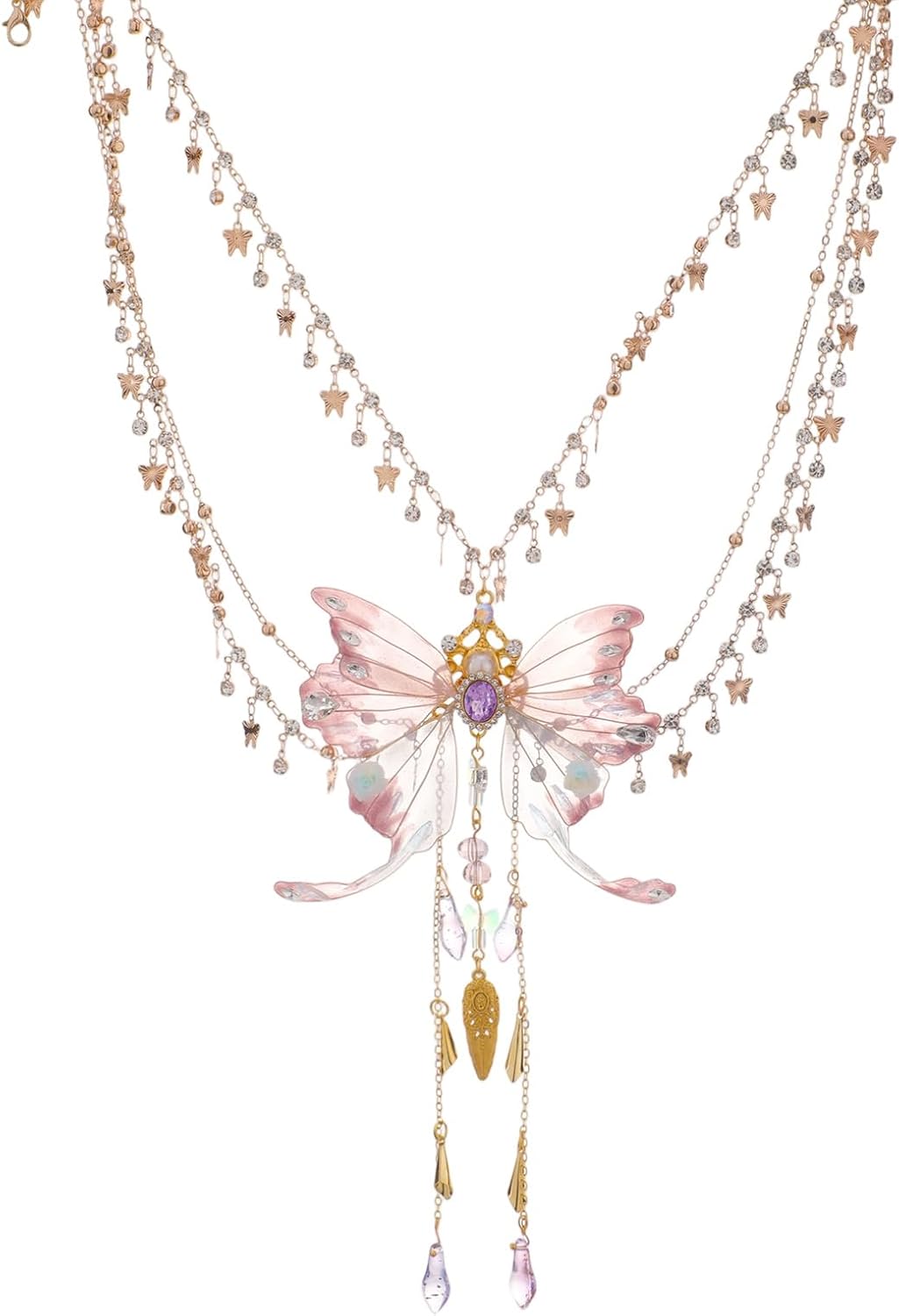 MOSTORY Woodland Butterfly Fairy Necklace - Renaissance Necklace for Fantasy Fairycore Jewelry Renfaire Outfit Women Cosplay - Image 2