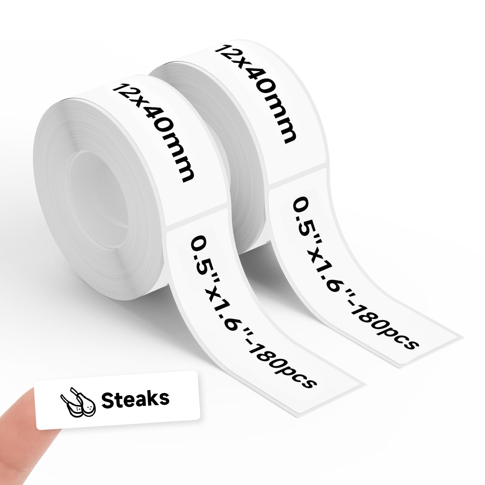 Thermal Labels DETONGER 2 Rolls 1/2 Width Compatible Tape Refills Label Stickers Film Coatedfor Label Maker Tapes Home Office School Business Use