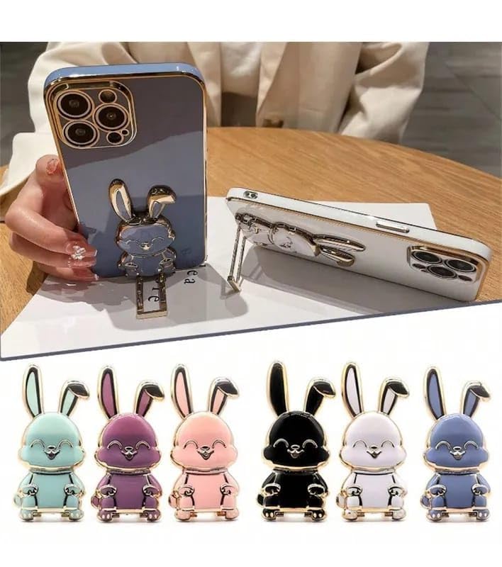 Cute Bunny Sticky Phone Holder with Kickstand, Foldable Rabbit Mobile Phone Stand, Multicolor, Pack of 2-image-17