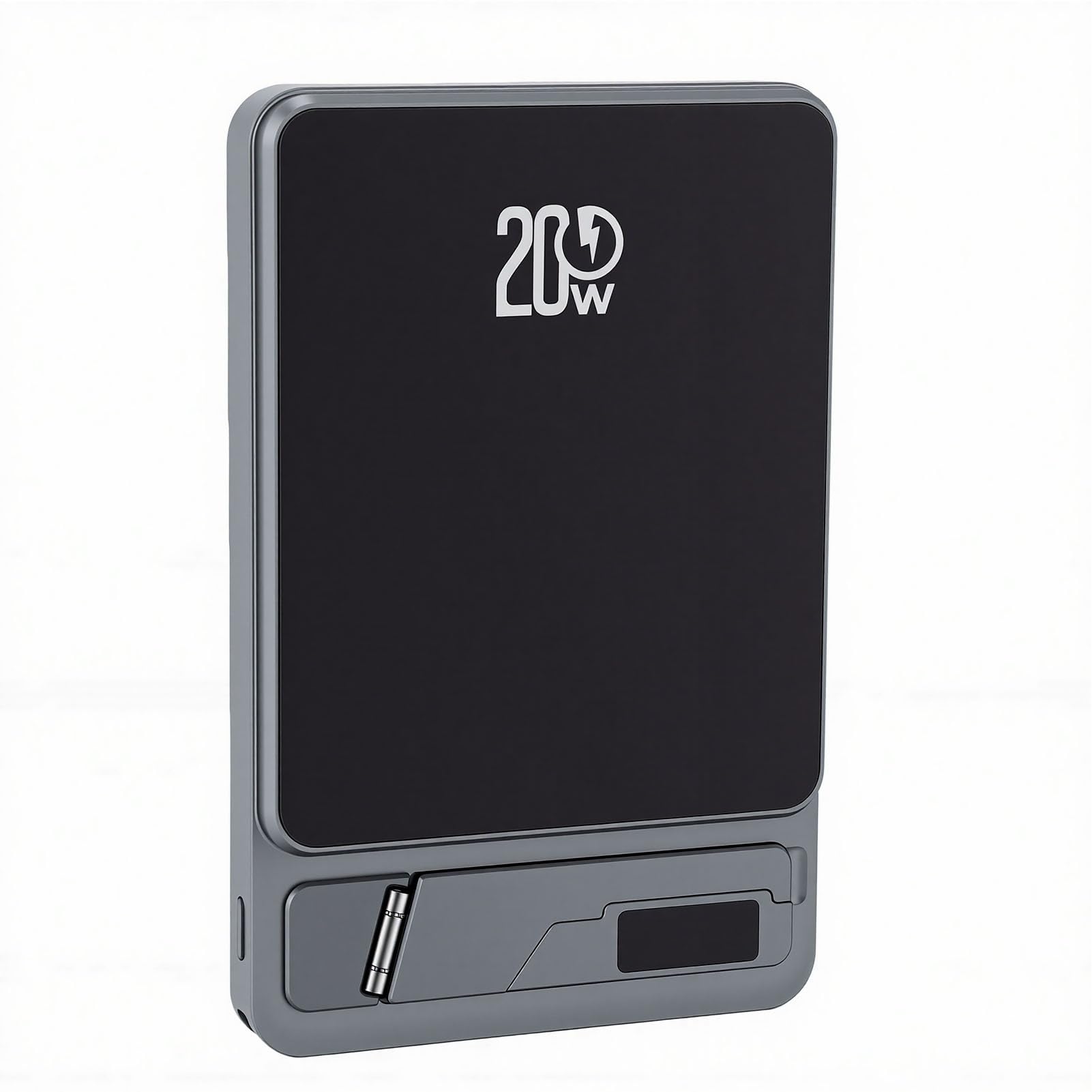 Jectse Magnetische Kabellose Powerbank – 3-in-1-Ladegerät mit Integriertem Standfuß und LCD-Display für -Serien 12 Bis 17, 10.000 MAh, 20 W Schnellladefunktion (Grey)