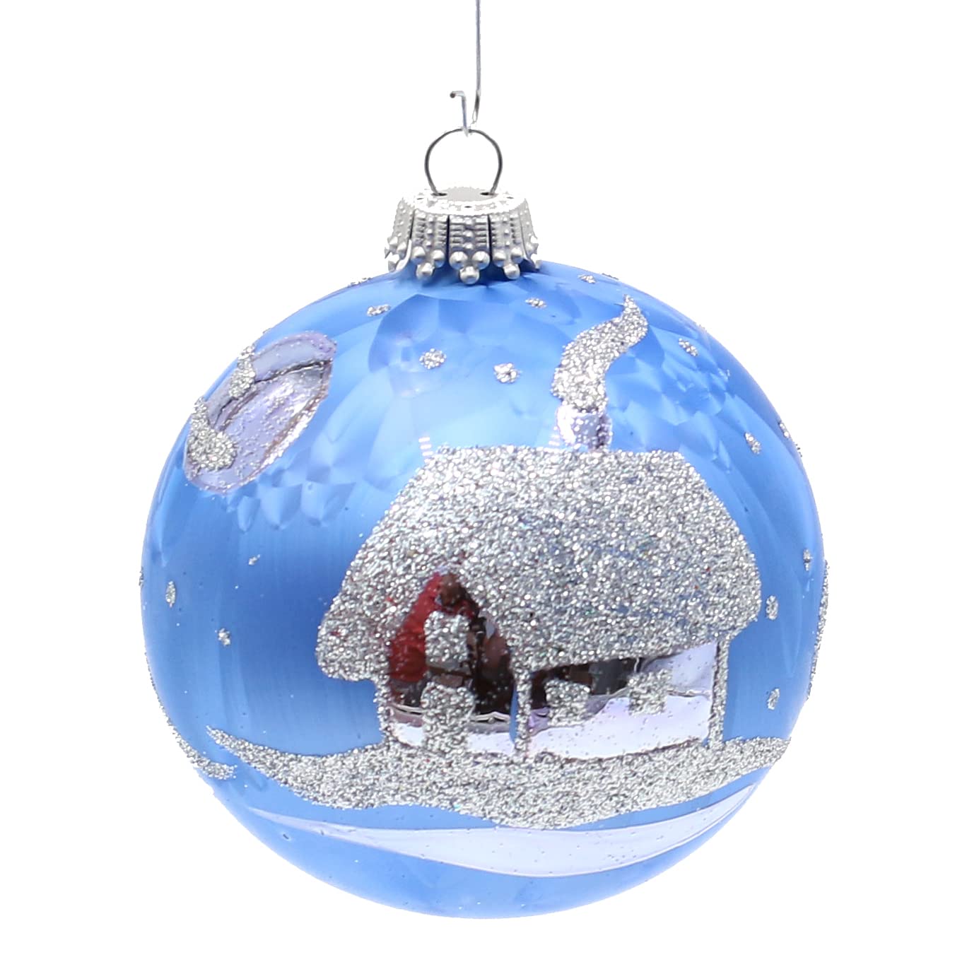 Dekohelden24 Lauschaer CBK00061 - Set di 4 palline per albero di Natale in rosso lucido, decorate a mano con glitter, decorazione slitta di renne, con corona d'oro, dimensioni ca. 7 cm Dekohelden24 Lauschaer CBK00061 - Set di 4 palline per albero di Natale in rosso lucido, decorate a mano con glitter, decorazione slitta di renne, con corona d'oro, dimensioni ca. 7 cm