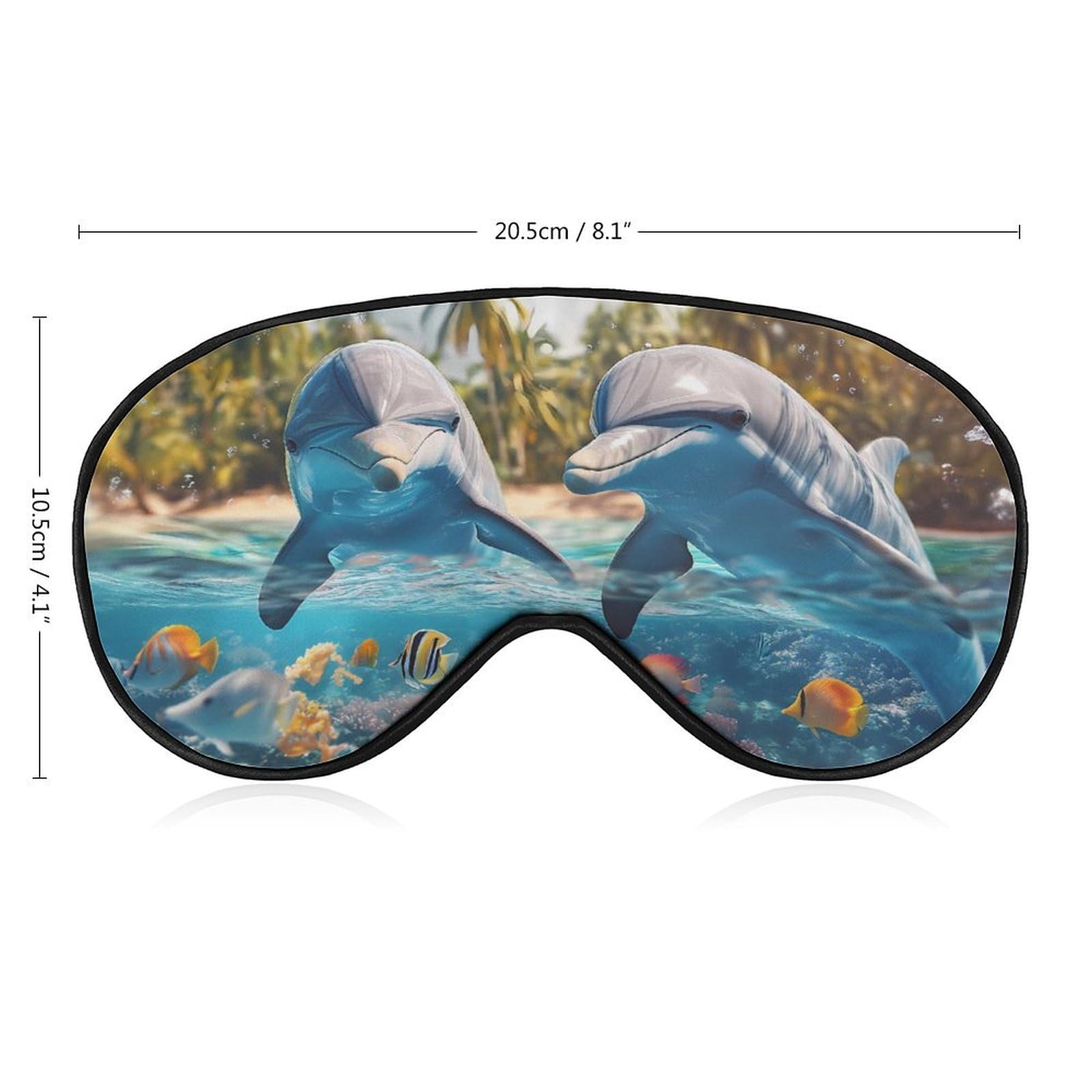 Two Dolphins Underwater Scene Sleep Mask Eye Shade Cover Adjustable Strap for Travel Lunch Break Women Men