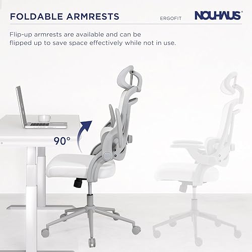 Miniatura 5 de Nouhaus Ergo Fit - Silla de oficina ergonómica de malla, respaldo alto, soporte lumbar ajustable, reposacabezas y reposabrazos abatibles ajustables,