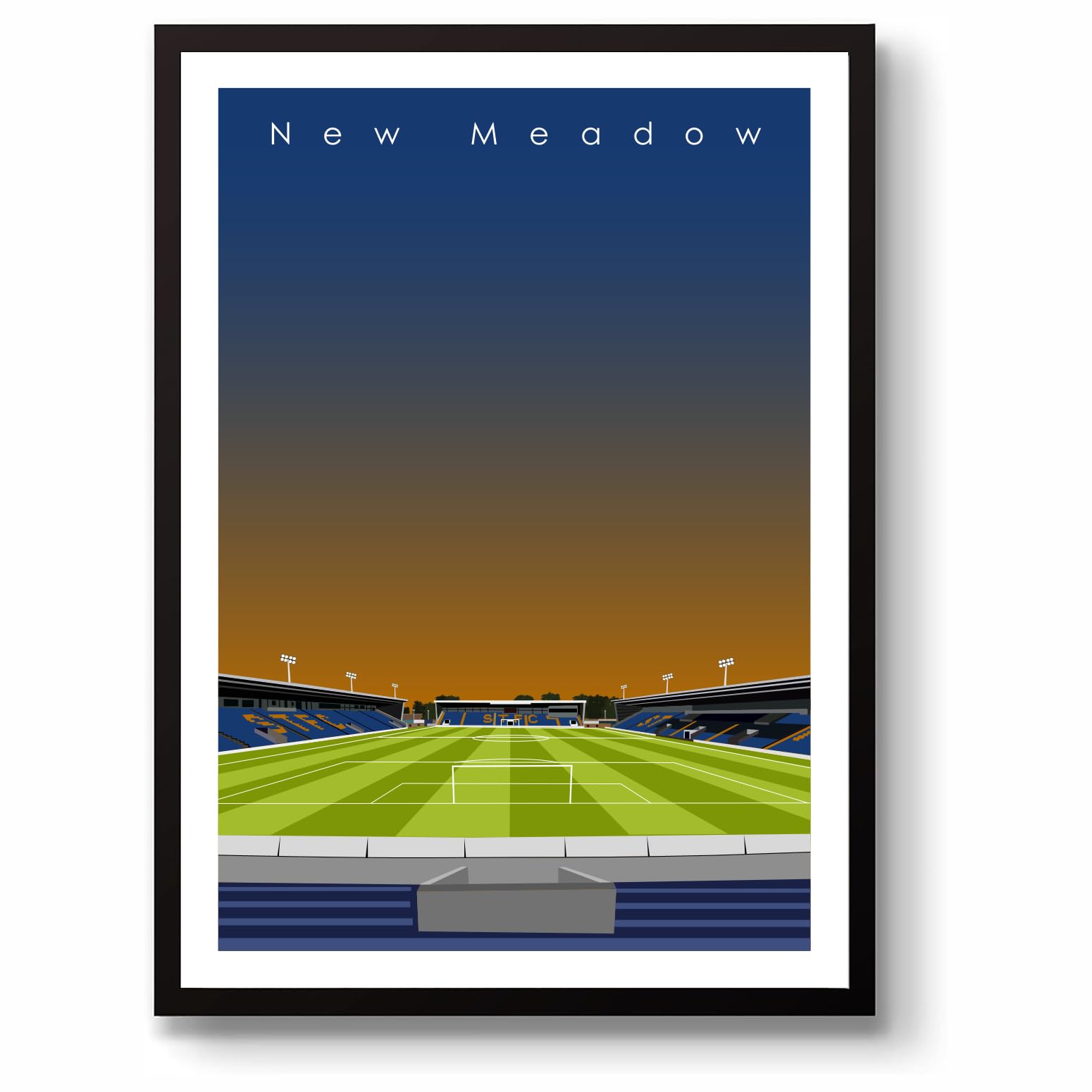 GroundDesigns SHREWSBURY TOWN FC Football Gift Croud NEW MEADOW Stadium Art Unframed A3 Print