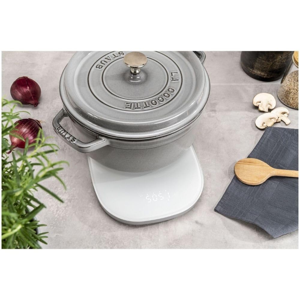 ZWILLING ENFINIGY Báscula de cocina digital con función de carga inductiva y pantalla LCD, hasta 10 kg, Plata