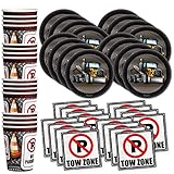 Tow Truck Birthday Party Supplies Set Plates Napkins Cups Tableware Kit for 16
