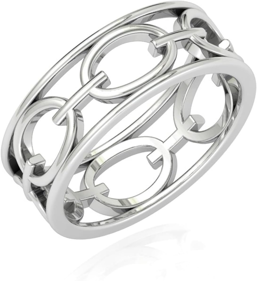 DHRUVIK CREATION 925 Sterling Silver Chain Link Ring, Circle Chain Ring | Chain Inter Linked Finger Rings for Men and Women