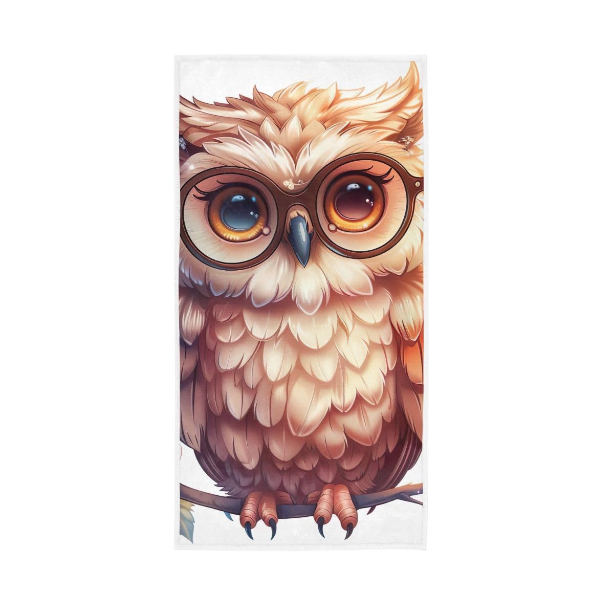 LSRCPD Cute Owl Wearing Glasses Hand Towels, Multipurpose Lightweight Towels for Bathroom, Gym, Hotel, Spa 15 x 30 Inches