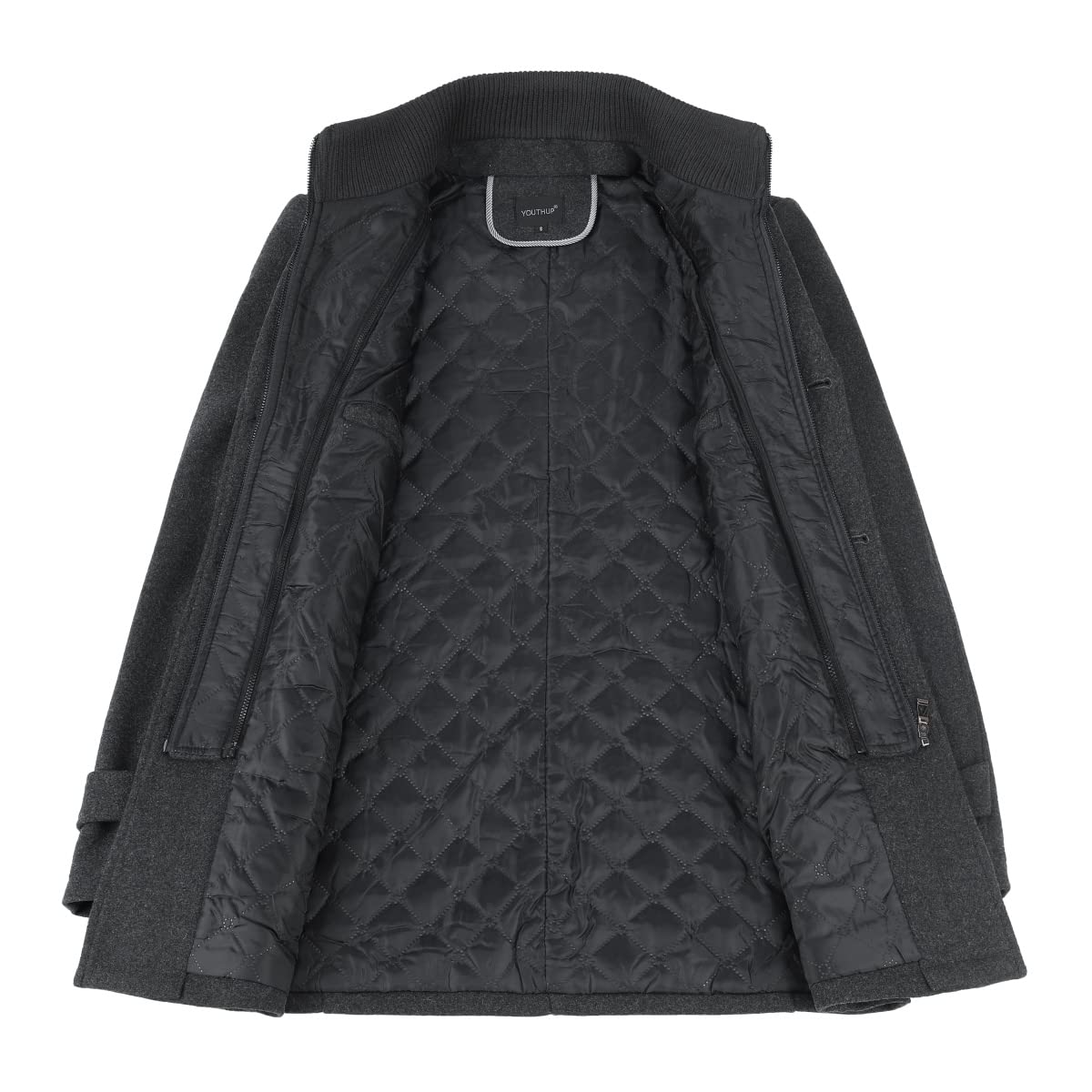 YOUTHUP Cappotto da uomo in lana invernale calda lungo giacca spessa Parka Trench Coat