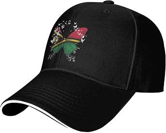 Vanuatu Ni-Vanuatu Butterfly Flag Adjustable Baseball Cap for Outdoor Sun Protection - Men & Women Black