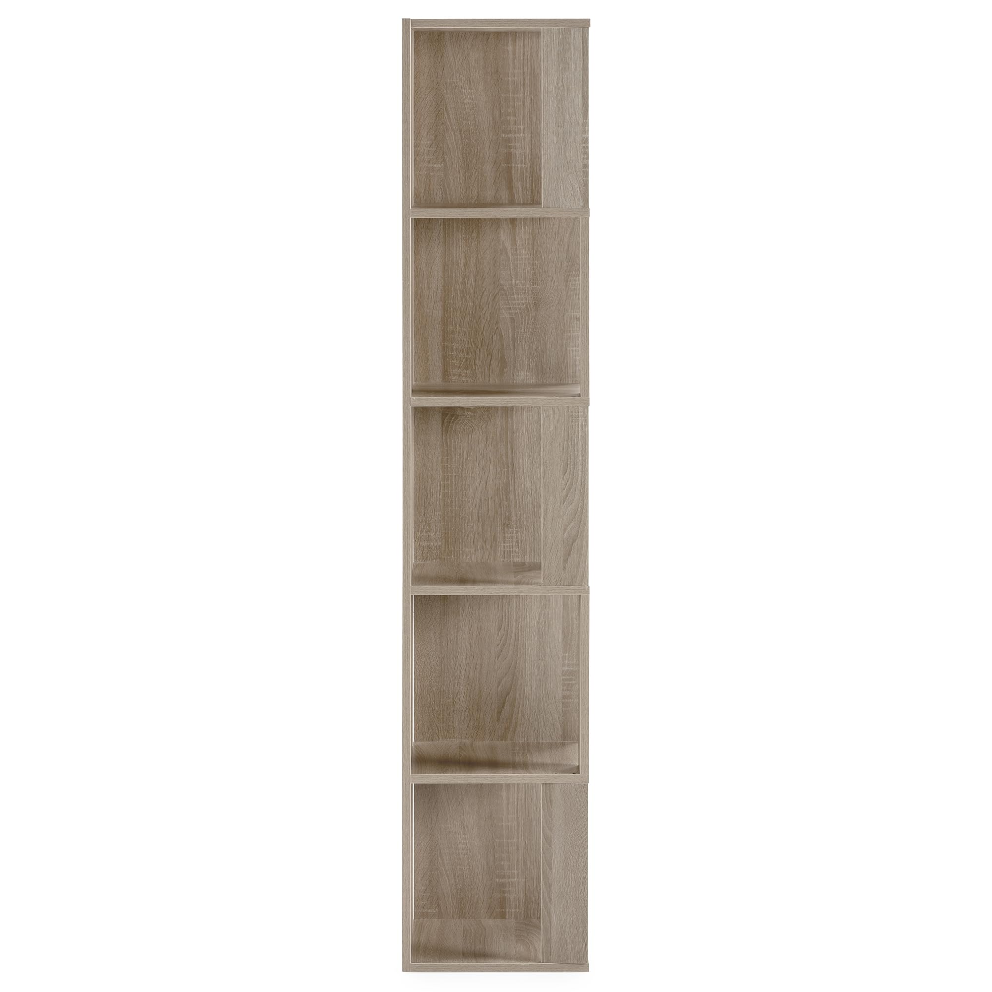 HOMN LIVING Estantería de rincón Fiyi 5 Huecos Color Roble, para Salón, Comedor o Despacho, 32 cm (Ancho) 32 cm (Profundo) 161 cm (Altura)