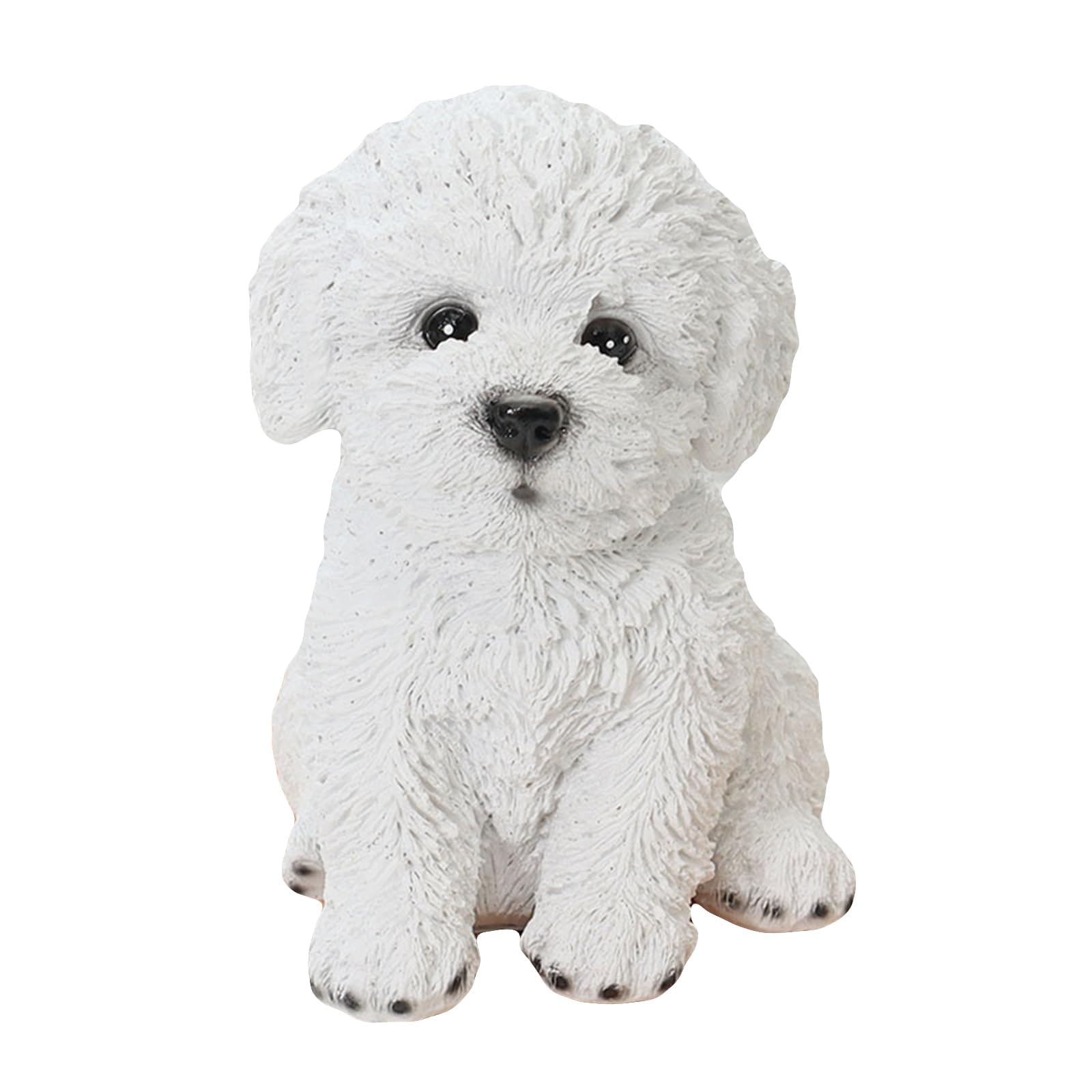 YXCQHZM Dog Statue for Outdoor - Simulation Cute Bichon Frise Sculpture - Modern Teddy Dog Figurine Garden Home Crafts Desk Decor (13.8cm,B)
