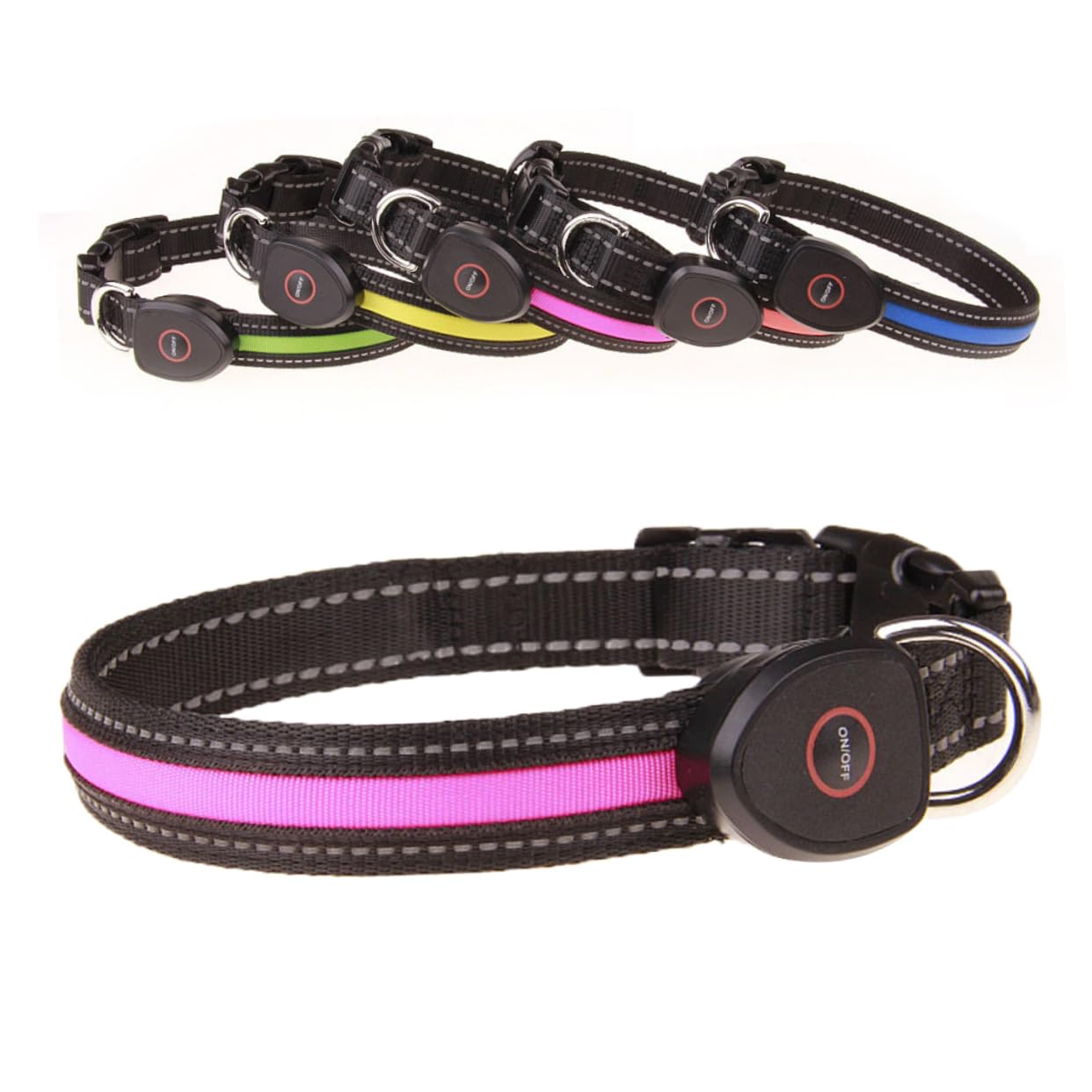 POPETPOP Collier Lumineux LED Rechargeable pour Chien 3 Pièces Clignotant Nocturne Circulaire Taille L