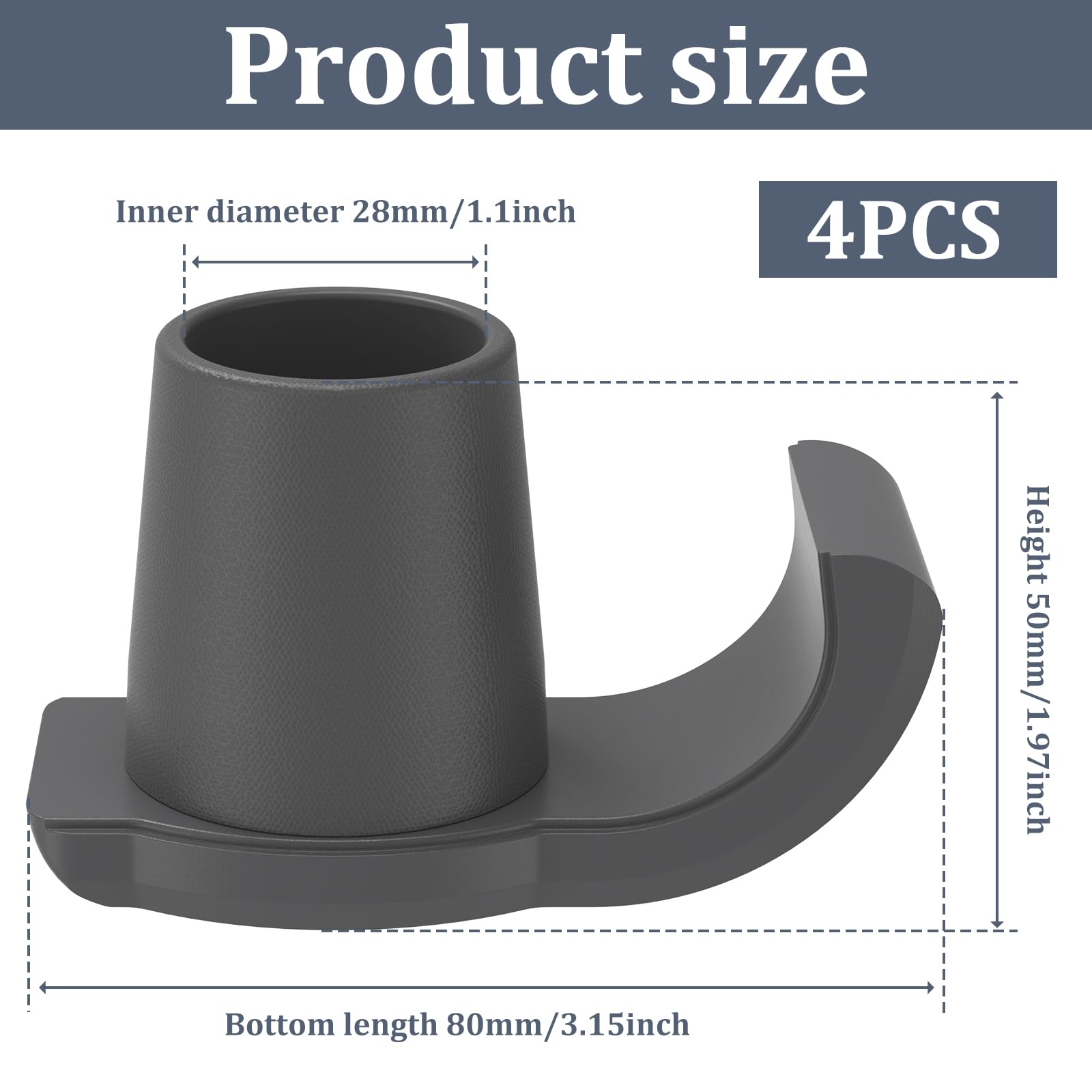 4 Pcs Walker Skis Glides for Folding Walkers, Rubber Walker Caps Glide, Practical Walker Foot Glides, Easy to Install Glide Walker Feet Caps Walker Assist Accessories for Folding Walkers Seniors