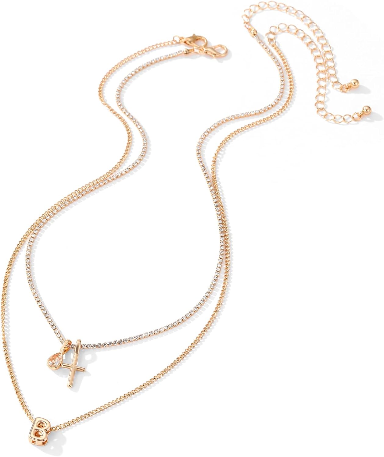 Gold Cross Initial Necklace for Women, 18K Gold Plated Cross Initial A-Z Necklace Dainty Zircon Necklaces Tiny Gold Initial Necklaces Christmas Birthday Gifts for Women Jewelry