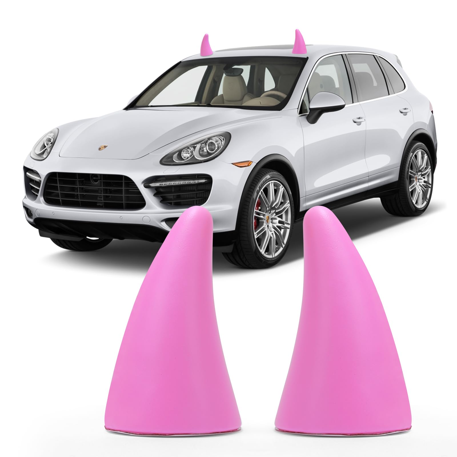 2PC 3D Devil Horns Car Stickers - Red Anti-Collision Bumper Decals For Halloween & Everyday