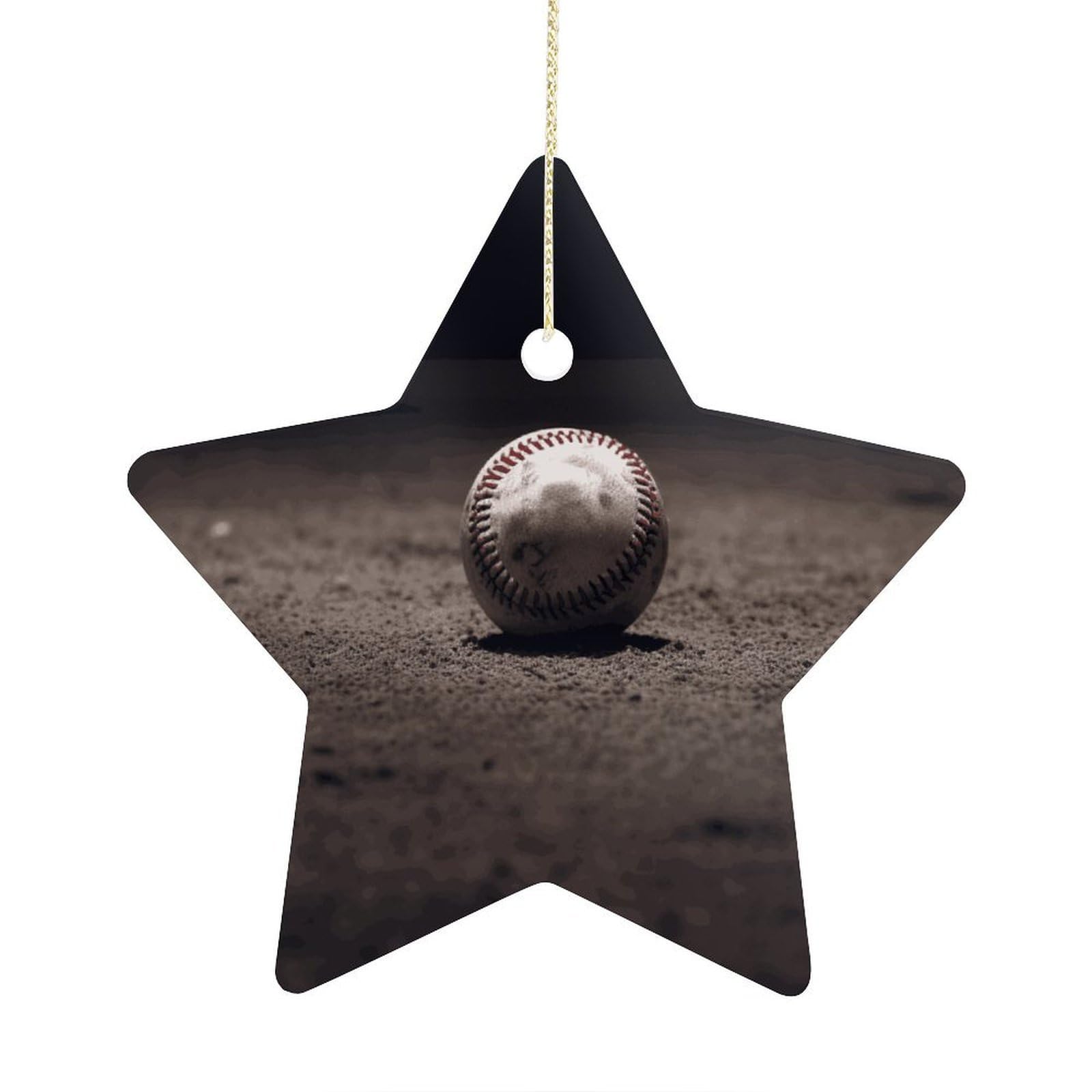 Baseball Stars Ornaments Ceramic Christmas Tree Hanging Light in Weight Christmas Star Pendants Funny Double-Sided Printed Xmas Ornaments for Gifts