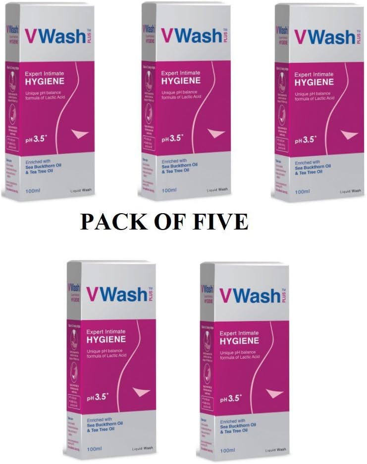5x VWash V Wash Plus 100 ml - pH 3.5* Hygiene Dryness, excellent intimate wash for girls and womens