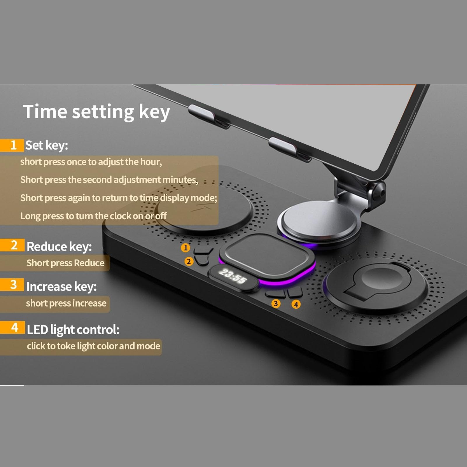 Tangxi 6 en 1 Chargeur sans Fil pour Les Appareils iOS, Station de Charge Rapide 15W avec Horloge Numérique et 6 Lumières Réglables de Couleur, pour la Série 16 15 14 Watch Series 1 à (Black)