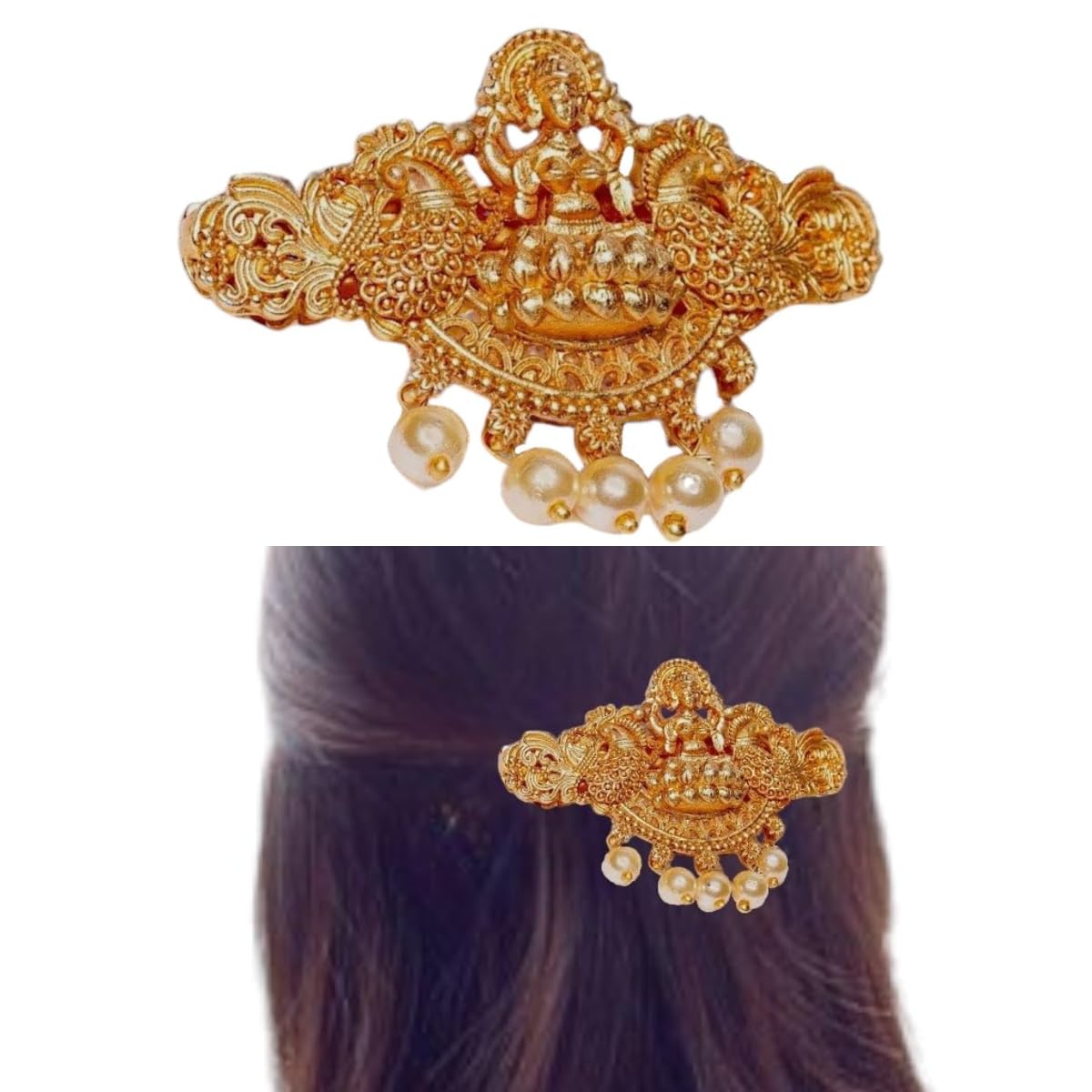 JWELLA Antique Gold-Plated Goddess Design Hair Clip with Pearls (B0D9Q2YQH7) Amazon Price History, Amazon Price Tracker