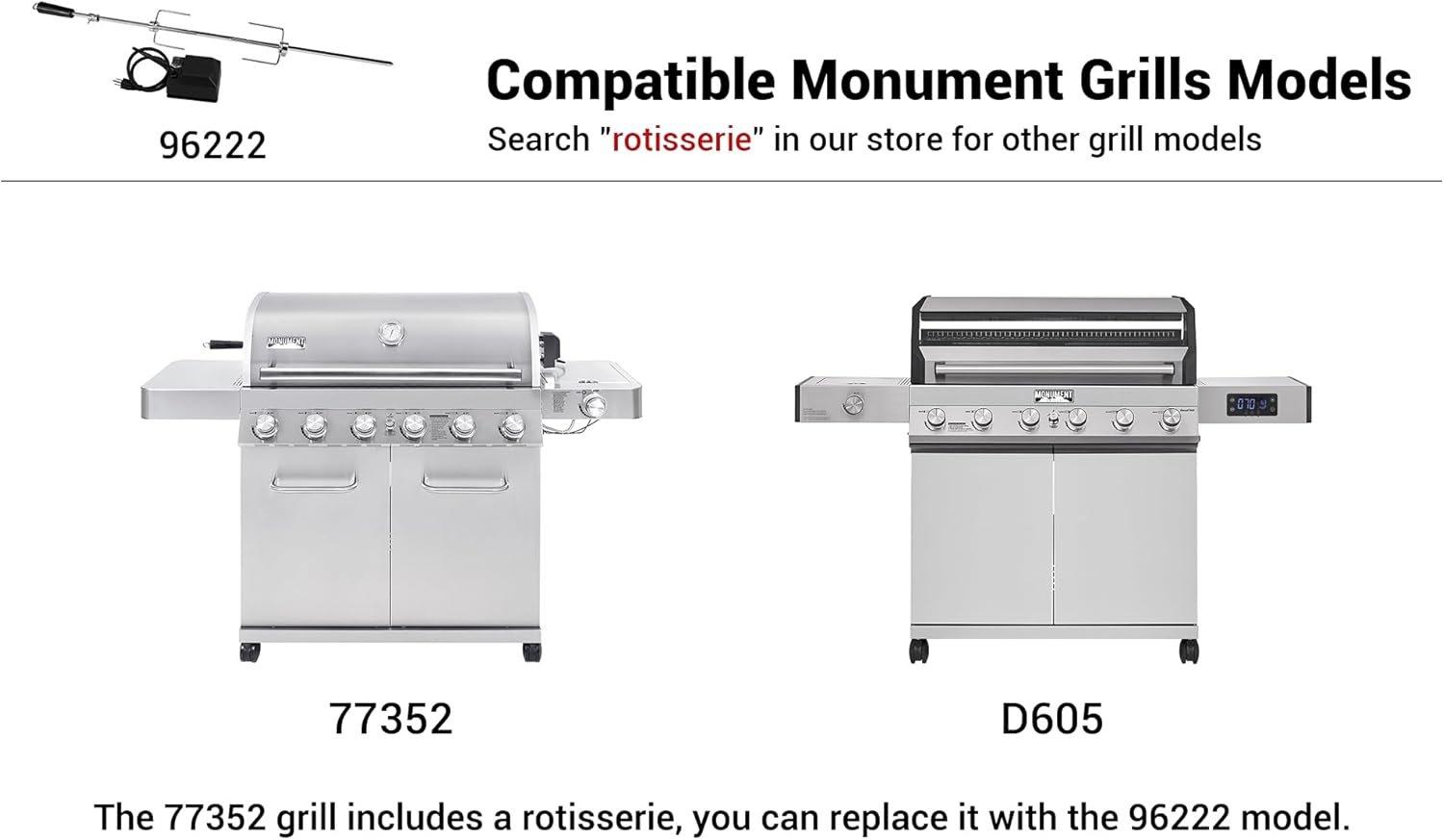 41-Inch Stainless Steel Rotisserie Kit for Gas Grills