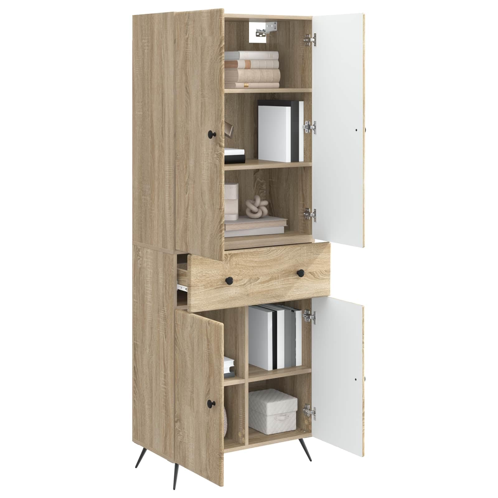 Hothingwell Chene Sonoma Design Meble 2 szt | Półka z drzwiami, modułowy schowek, oparcie Ergo, łatwe do czyszczenia