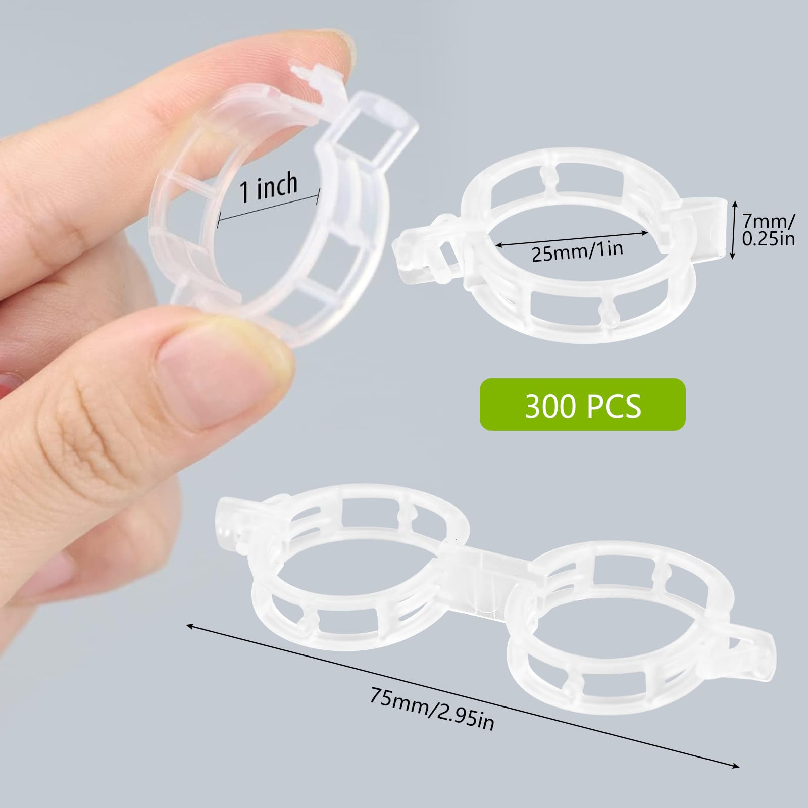 300 Clip Per Piante In Plastica Verde - Supporto Regolabile Per Pomodori, Viti, Fiori E Orto - Foto 9