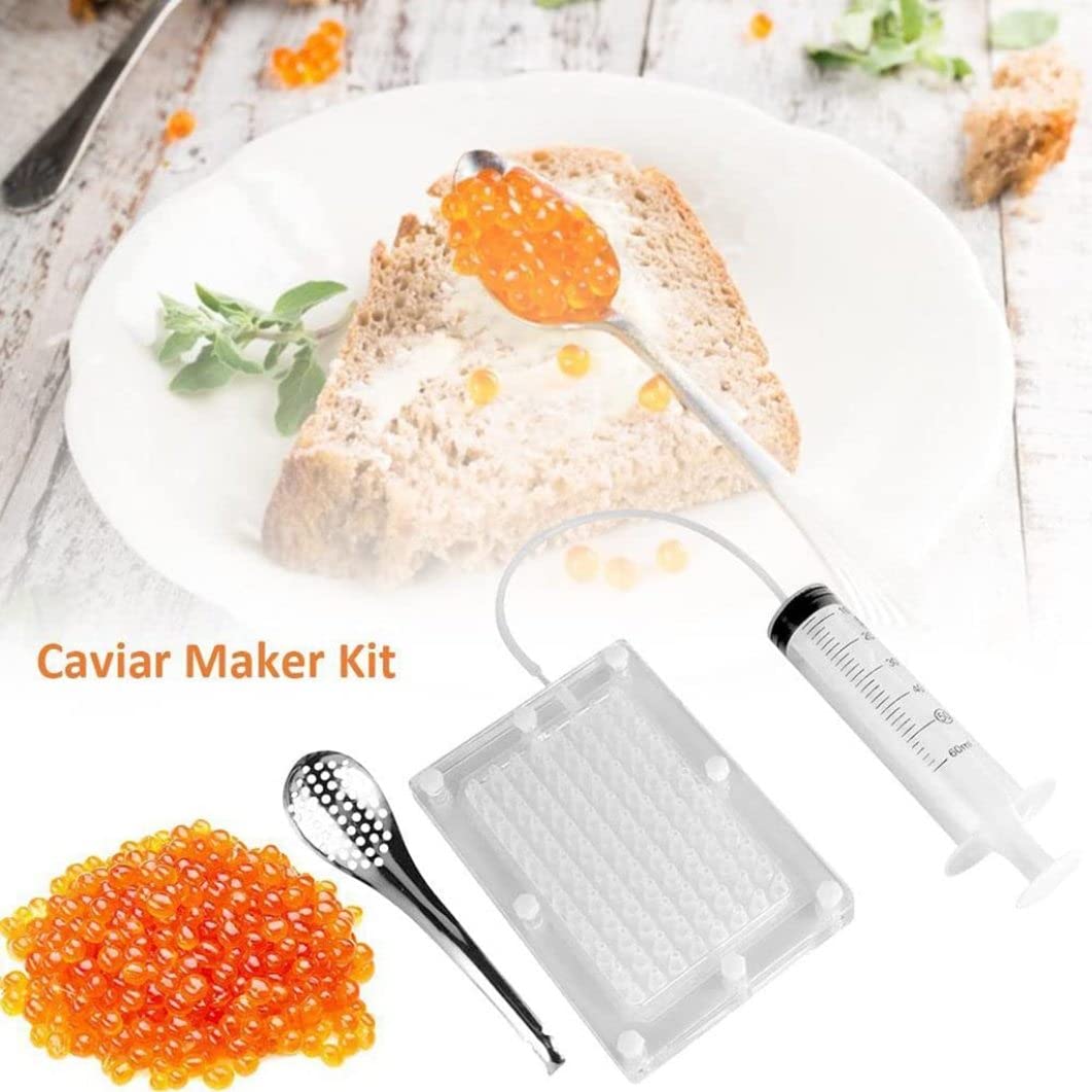 Professionale Molecolare Gastronomia Caviale Maker Gourmet Dispenser Caviale Filtro Sferificazione Contagocce con Tubo & Cucchiaio Strumenti Accessori per la Casa
