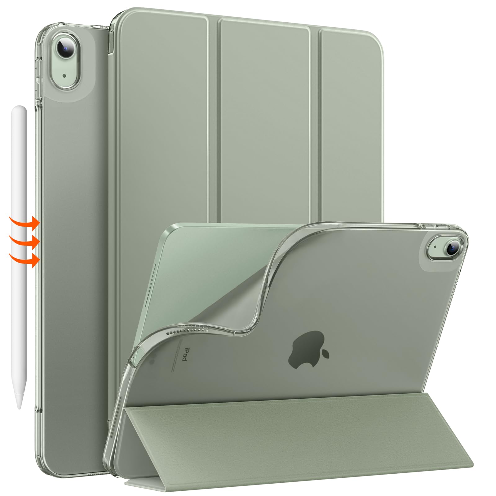 MoKo for iPad Air 6th Generation 11-inch Case (M2) 2024, iPad Air 5th/4th Gen Case 10.9" 2022/2020, Translucent Frosted Soft TPU Back Cover for iPad Air 6/5/4 Gen, Slim iPad Air Case, Sage Green