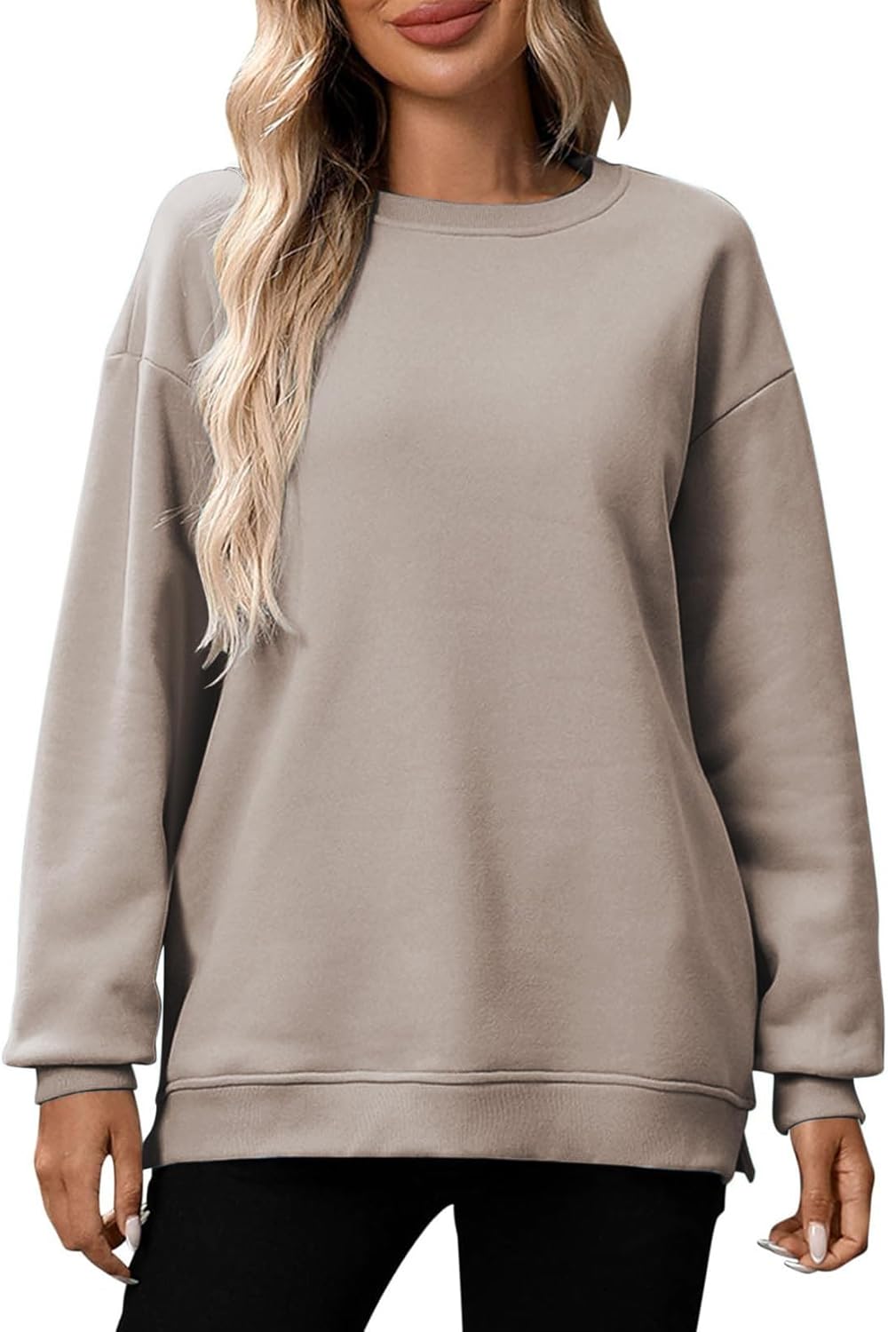 SIALANCI Women‘s Oversized Sweatshirt with Pockets, Cotton Crewneck Pullover, Soft Casual Long Sleeve Loose Fit Top