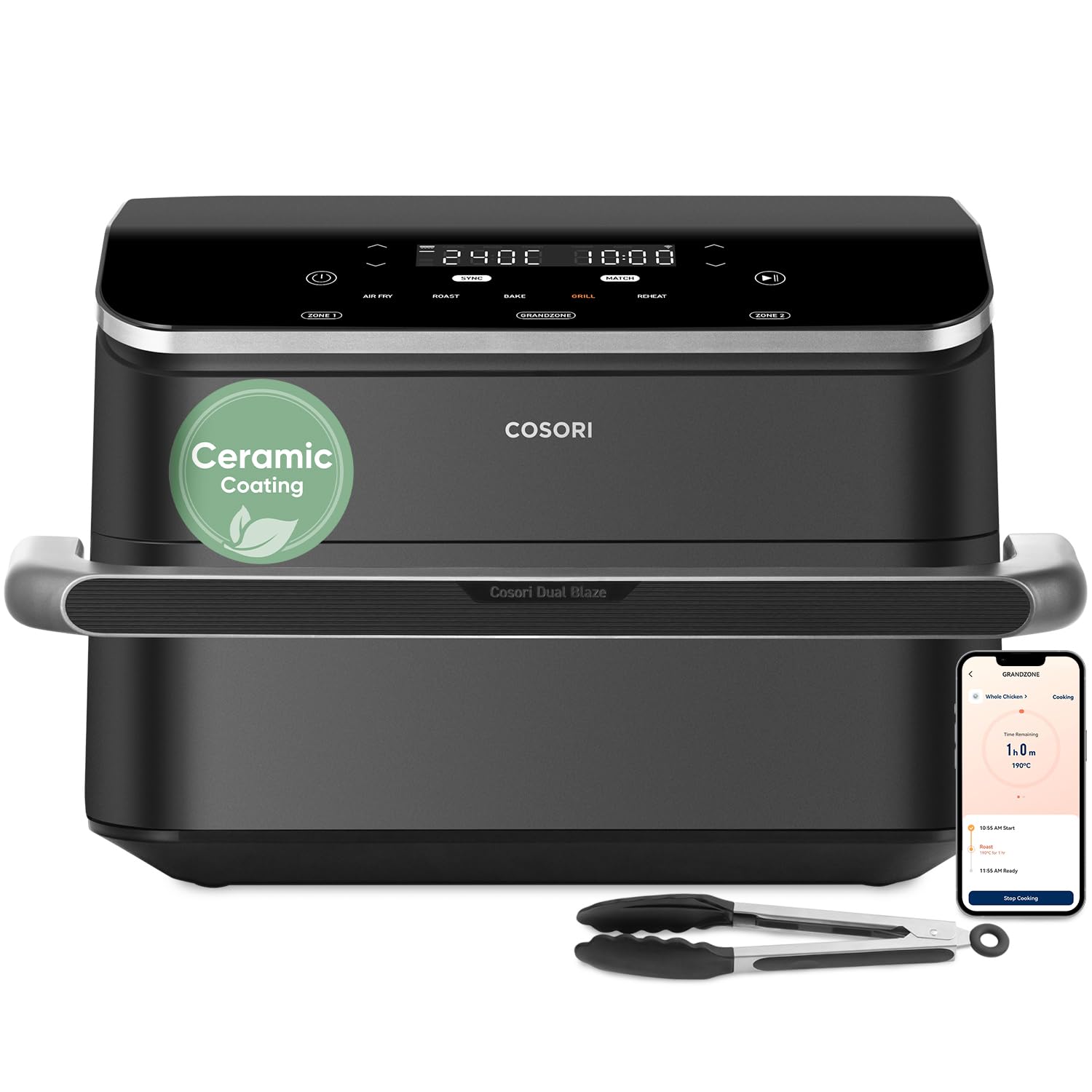Cosori FlexDrawer Smart Air Fryer with App Control, PFAS-Free Ceramic Coating, Dual Blaze™ Even Cooking, Single & Dual Zone Cooking with Removable Divider, 10L Family Size