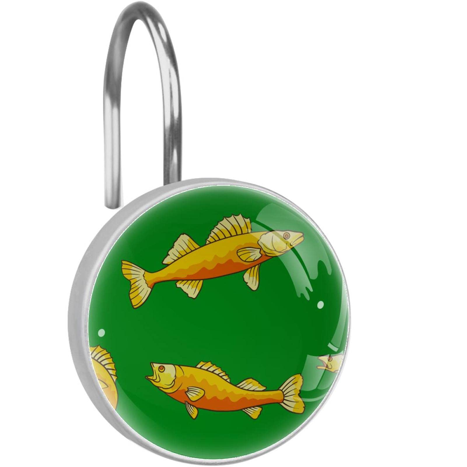 Crochets de rideau de douche en acier inoxydable avec finition poisson vert