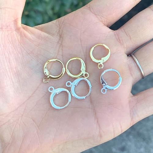 Miniatura 6 de 100 piezas Adabele hipoalergénicas resistentes al deslustre de 0.630 in (0.63 pulgadas) redondas arracadas Huggie ganchos para aretes con alambre de